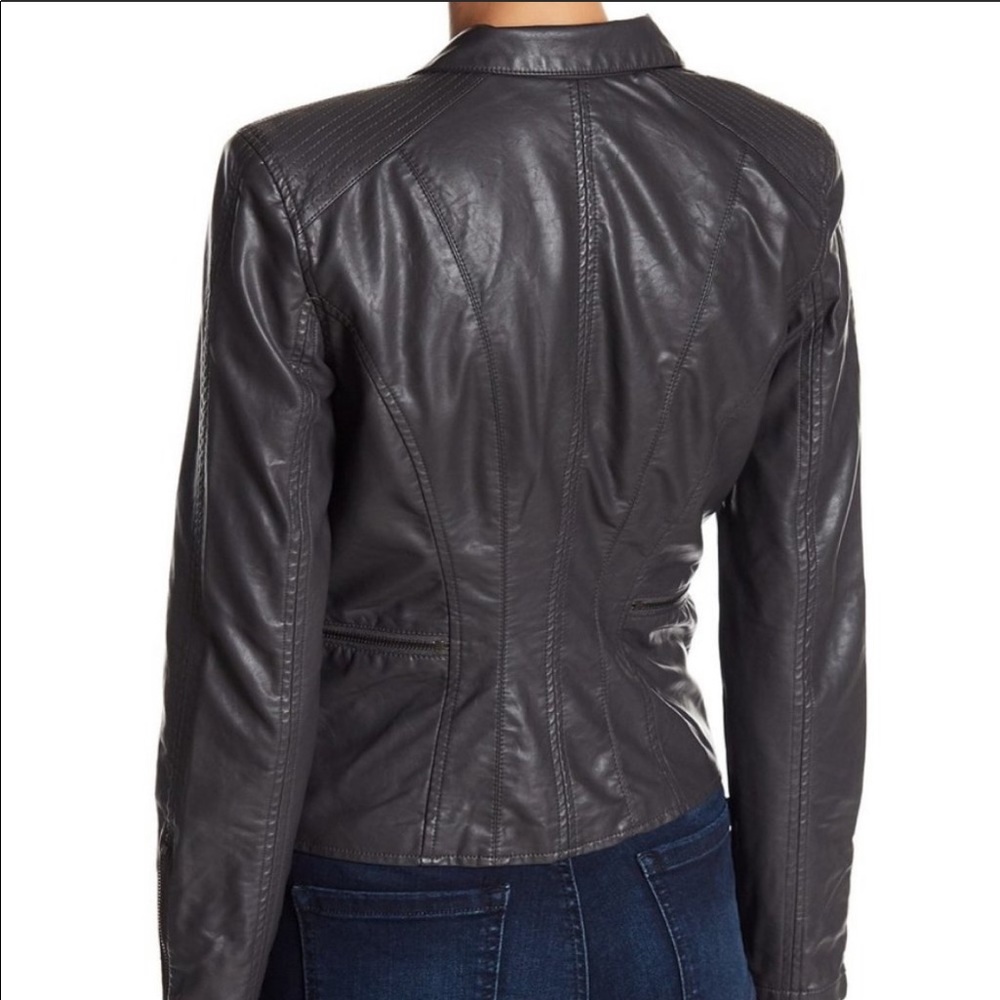 New BLANKNYC Gray Faux Leather Moto Jacket - Picture 2 of 4